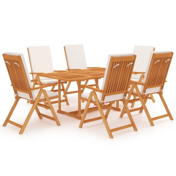 HomeDiscount-7 Piece Garden Dining Set with Cushions Solid Teak Wood