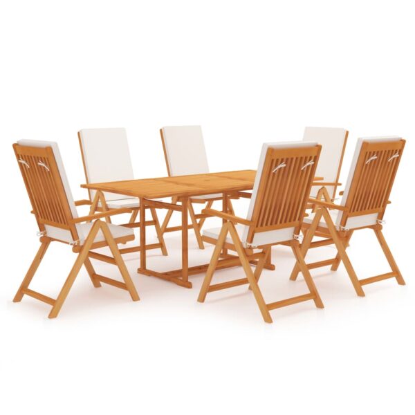 HomeDiscount-7 Piece Garden Dining Set with Cushions Solid Teak Wood