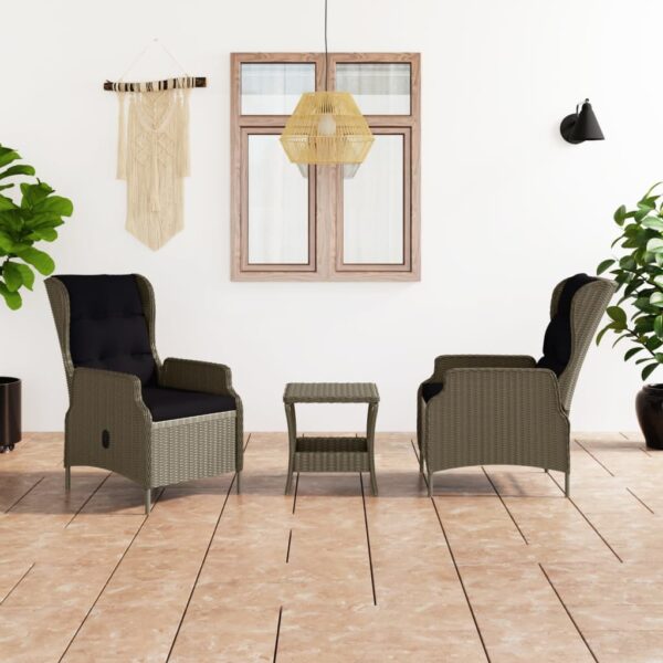 HomeDiscount-3 Piece Garden Lounge Set with Cushions Poly Rattan Brown