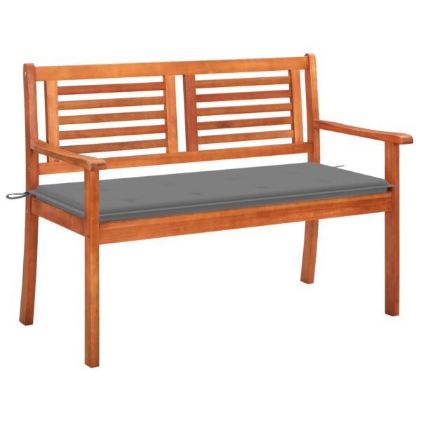 HomeDiscount-2-Seater Garden Bench with Cushion 120 cm Solid Eucalyptus Wood