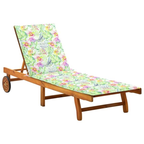 HomeDiscount-Garden Sun Lounger with Cushion Solid Acacia Wood