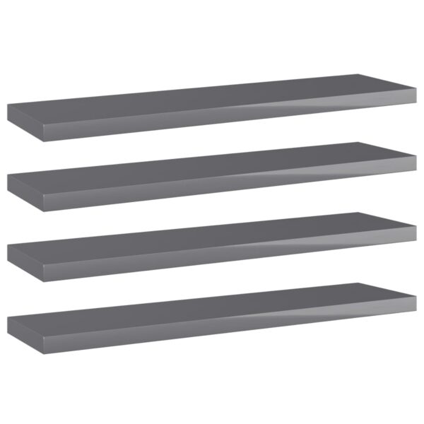 HomeDiscount-Bookshelf Boards 4 pcs High Gloss Grey 40x10x1.5 cm Engineered Wood