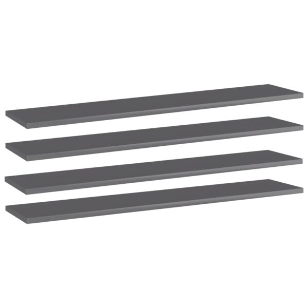 HomeDiscount-Bookshelf Boards 4 pcs High Gloss Grey 100x20x1.5 cm Engineered Wood