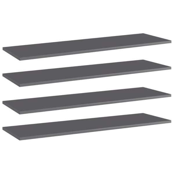 HomeDiscount-Bookshelf Boards 4 pcs High Gloss Grey 100x30x1.5 cm Engineered Wood