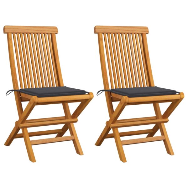 HomeDiscount-Garden Chairs with Anthracite Cushions 2 pcs Solid Teak Wood