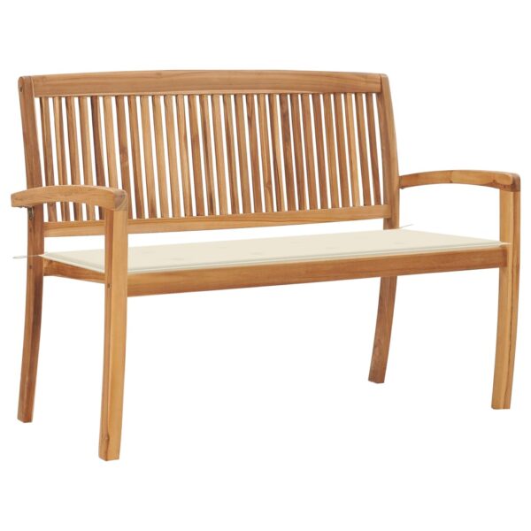 HomeDiscount-Stacking Garden Bench with Cushion 128.5 cm Solid Teak Wood