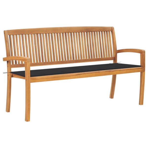 HomeDiscount-Stacking Garden Bench with Cushion 159 cm Solid Teak Wood