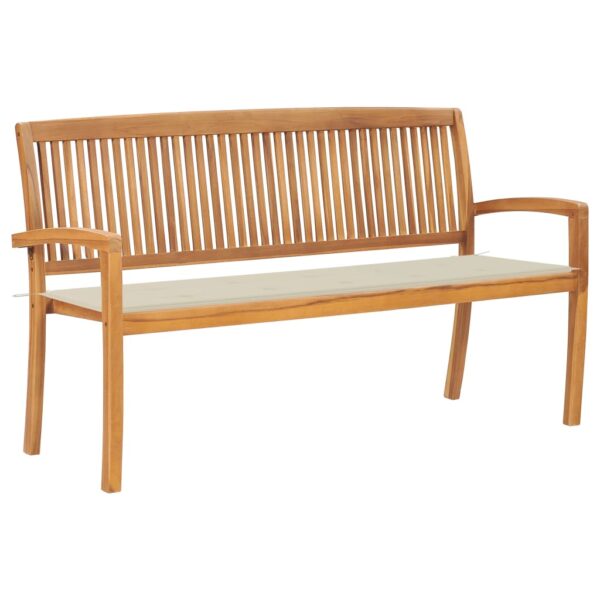 HomeDiscount-Stacking Garden Bench with Cushion 159 cm Solid Teak Wood