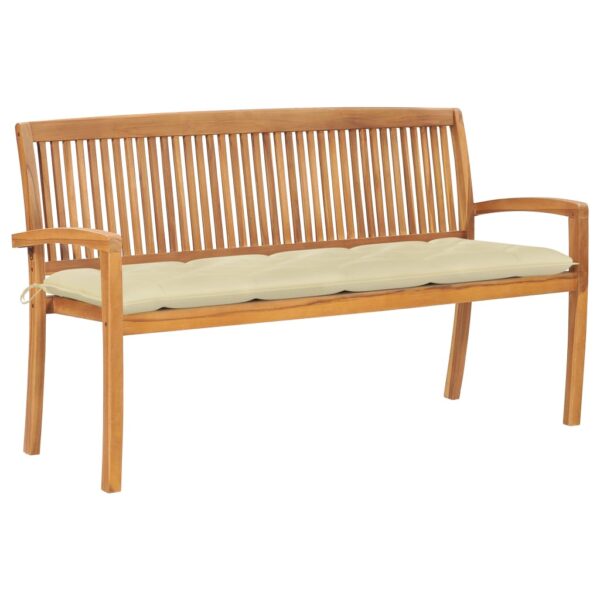 HomeDiscount-Stacking Garden Bench with Cushion 159 cm Solid Teak Wood