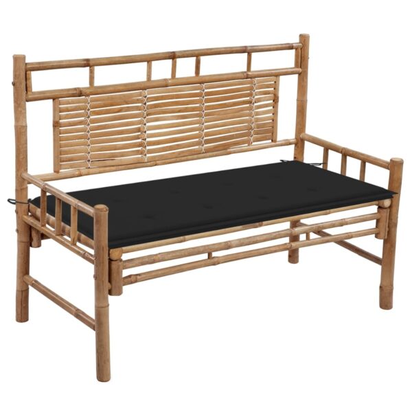 HomeDiscount-Garden Bench with Cushion 120 cm Bamboo