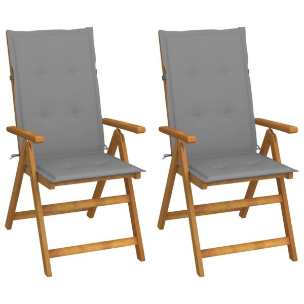 HomeDiscount-Garden Reclining Chairs 2 pcs with Cushions Solid Acacia Wood