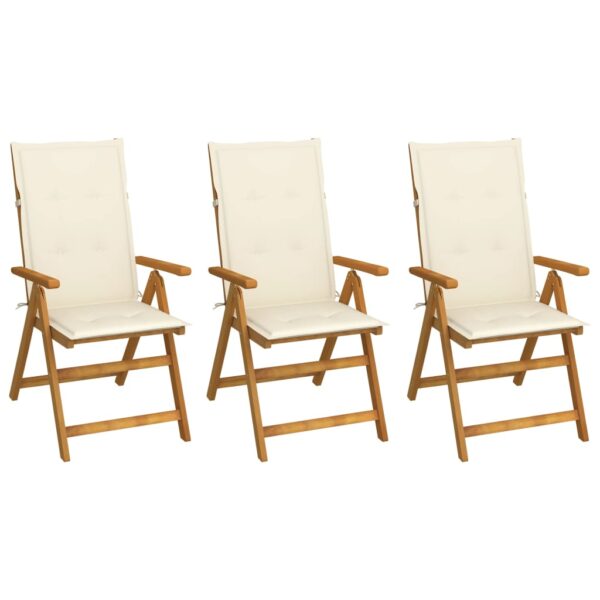 HomeDiscount-Folding Garden Chairs 3 pcs with Cushions Solid Acacia Wood