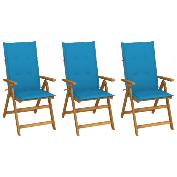 HomeDiscount-Folding Garden Chairs 3 pcs with Cushions Solid Acacia Wood