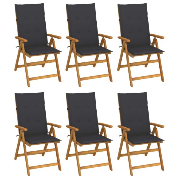 HomeDiscount-Folding Garden Chairs 6 pcs with Cushions Solid Acacia Wood