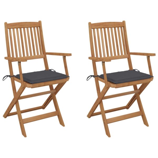 HomeDiscount-Folding Garden Chairs 2 pcs with Cushions Solid Wood Acacia