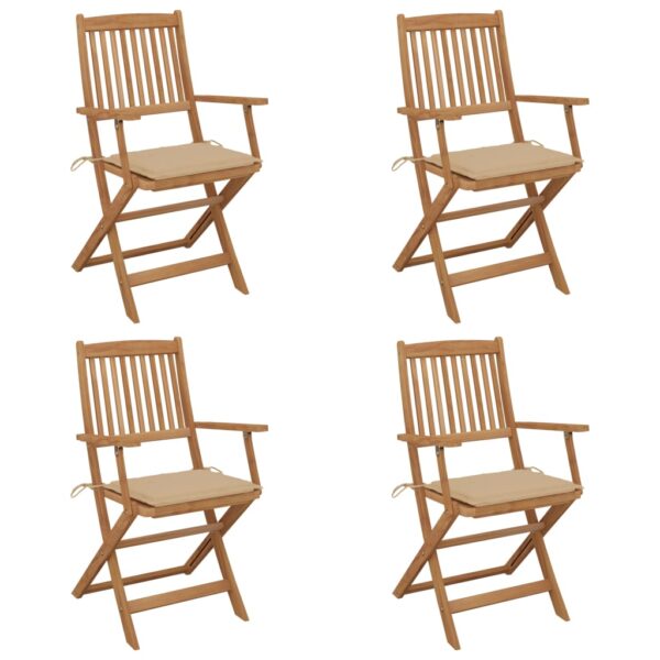 HomeDiscount-Folding Garden Chairs 4 pcs with Cushions Solid Wood Acacia