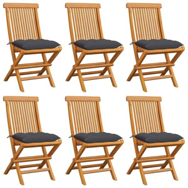 HomeDiscount-Garden Chairs with Anthracite Cushions 6 pcs Solid Teak Wood