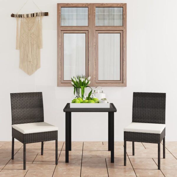 HomeDiscount-3 Piece Garden Dining Set Poly Rattan Black