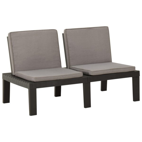 HomeDiscount-Garden Lounge Bench with Cushion Plastic Grey