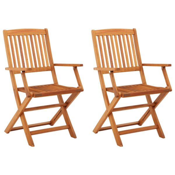 HomeDiscount-Folding Garden Chairs 2 pcs Solid Eucalyptus Wood