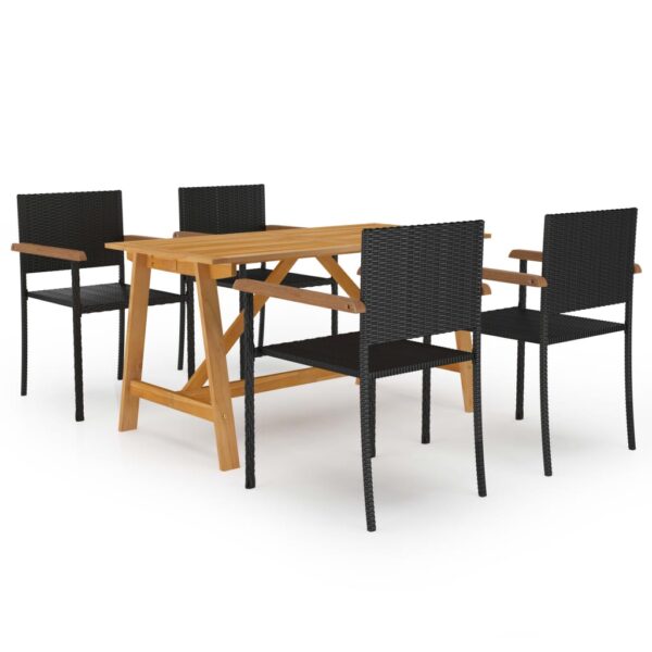 HomeDiscount-5 Piece Garden Dining Set Black