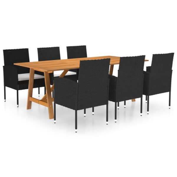 HomeDiscount-7 Piece Garden Dining Set Black