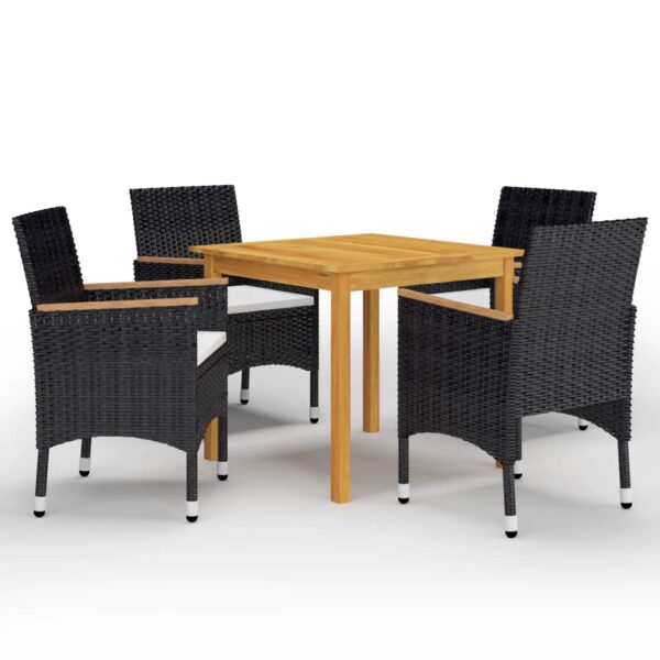 HomeDiscount-5 Piece Garden Dining Set Black