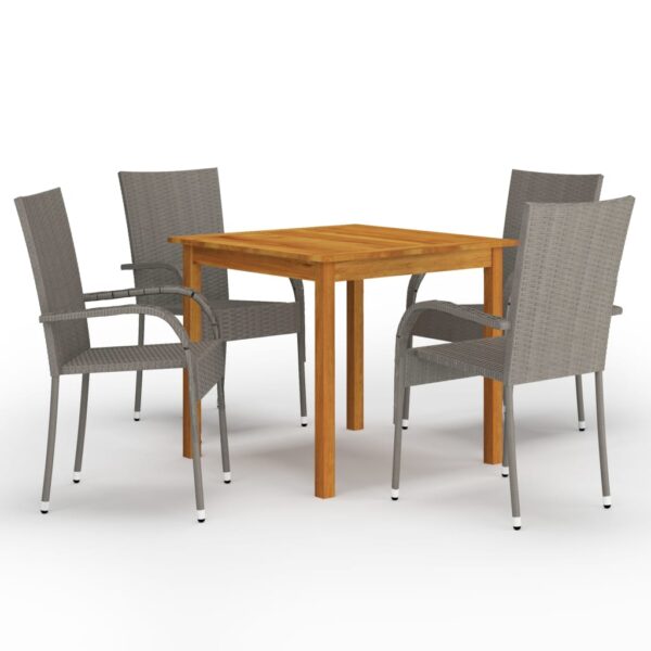 HomeDiscount-5 Piece Garden Dining Set Grey