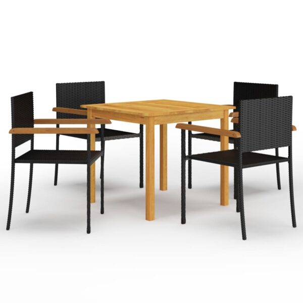 HomeDiscount-5 Piece Garden Dining Set Black