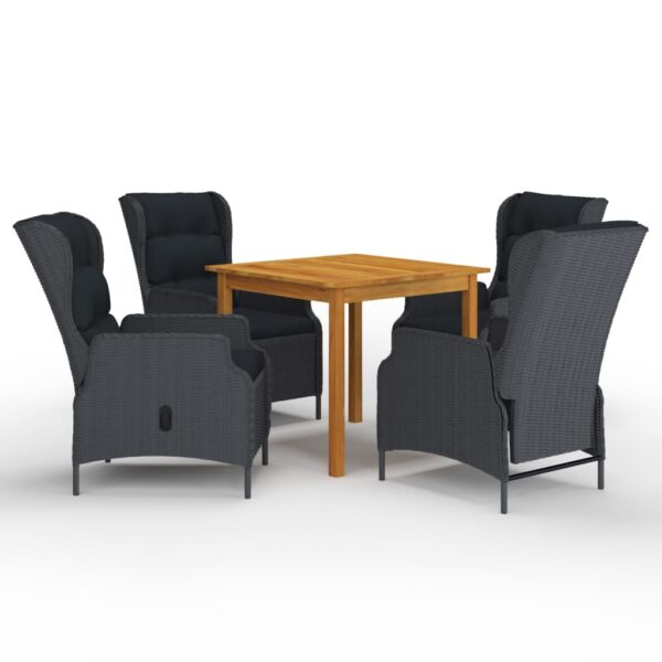 HomeDiscount-5 Piece Garden Dining Set Dark Grey