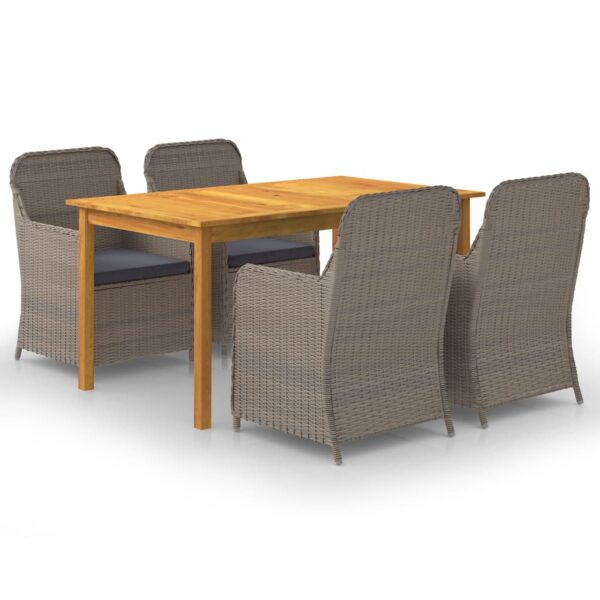 HomeDiscount-5 Piece Garden Dining Set Brown