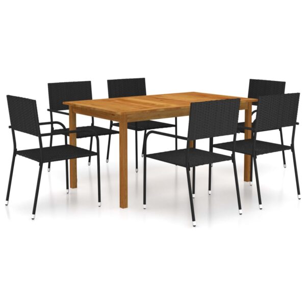 HomeDiscount-7 Piece Garden Dining Set Black