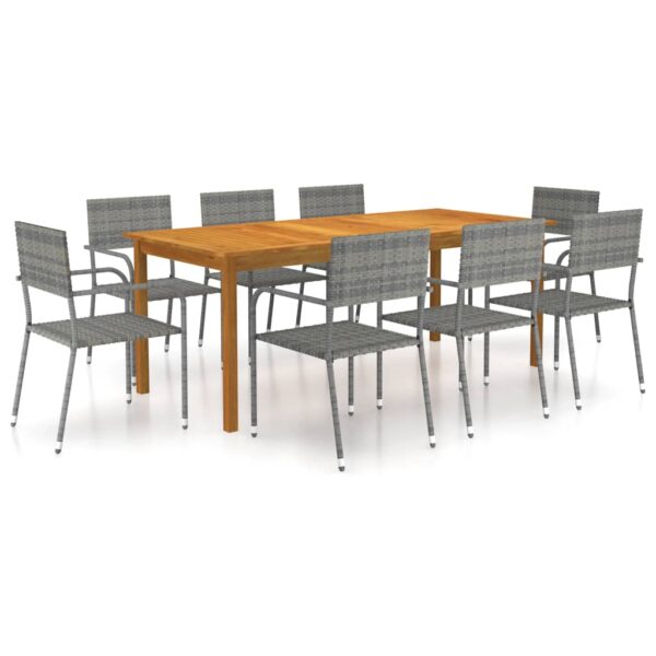 HomeDiscount-9 Piece Garden Dining Set Grey