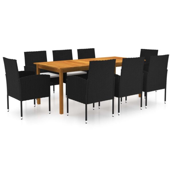 HomeDiscount-9 Piece Garden Dining Set Black