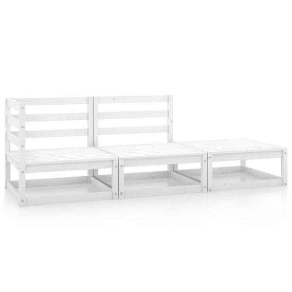 HomeDiscount-3 Piece Garden Lounge Set White Solid Pinewood