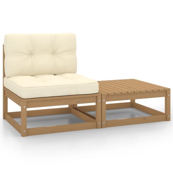 HomeDiscount-2 Piece Garden Lounge Set with Cushions Honey Brown Pinewood