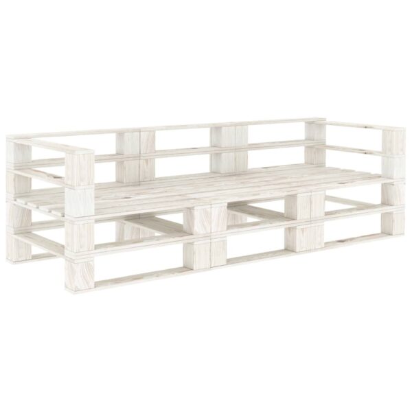 HomeDiscount-Garden Pallet Sofa White 3-Seater Wood