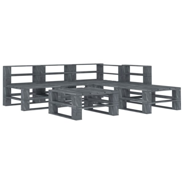 HomeDiscount-6 Piece Garden Pallet Lounge Set Wood Grey