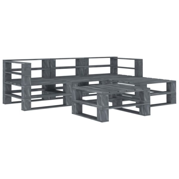 HomeDiscount-5 Piece Garden Pallet Lounge Set Wood Grey