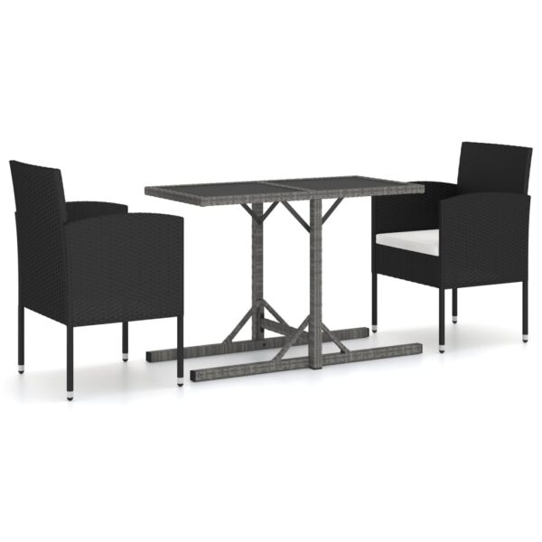 HomeDiscount-3 Piece Garden Dining Set Poly Rattan Black