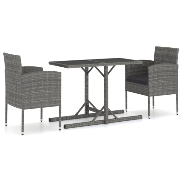 HomeDiscount-3 Piece Garden Dining Set Poly Rattan Anthracite