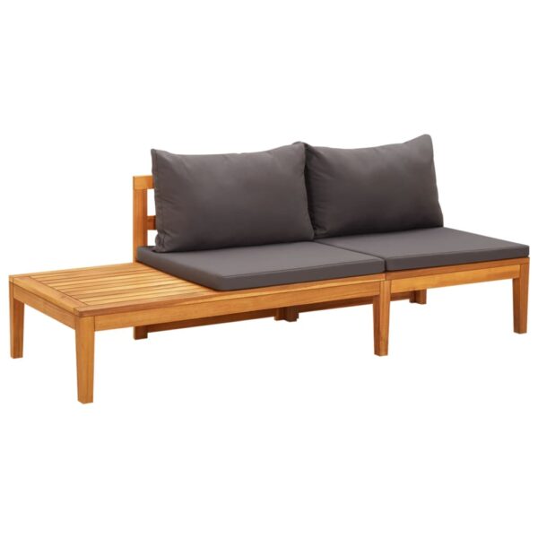 HomeDiscount-Garden Bench with Table Dark Grey Cushions Solid Acacia Wood