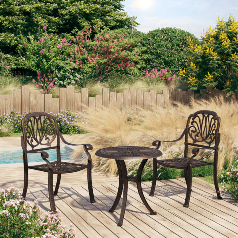 HomeDiscount-3 Piece Bistro Set Cast Aluminium Bronze