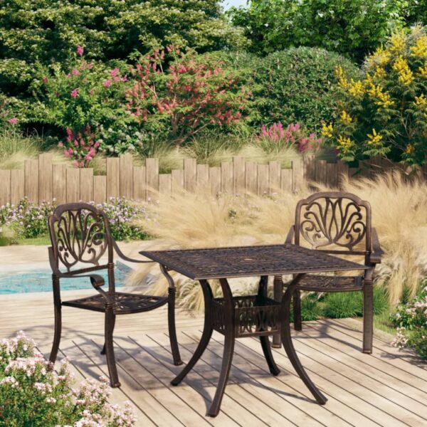 HomeDiscount-3 Piece Bistro Set Cast Aluminium Bronze