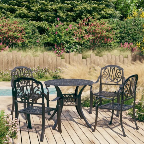 HomeDiscount-5 Piece Bistro Set Cast Aluminium Black