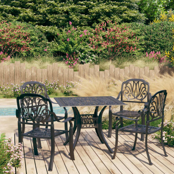 HomeDiscount-5 Piece Bistro Set Cast Aluminium Black