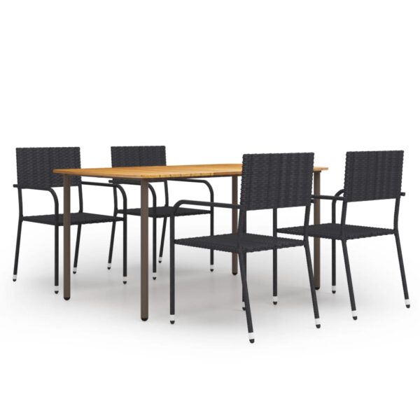 HomeDiscount-5 Piece Garden Dining Set Poly Rattan Black