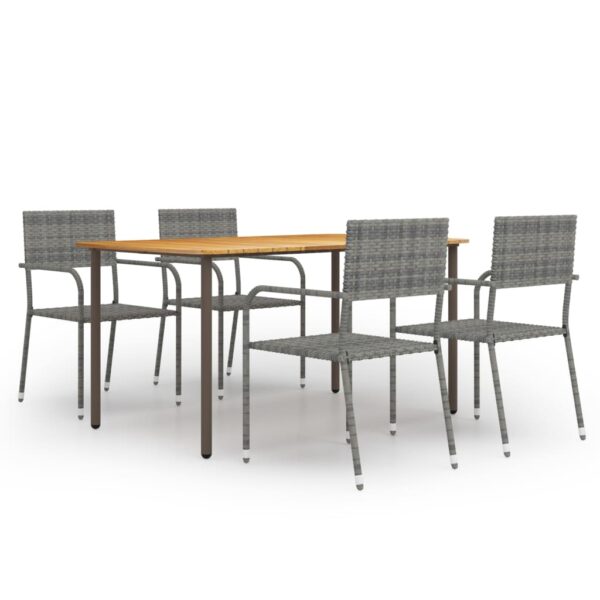 HomeDiscount-5 Piece Garden Dining Set Poly Rattan Anthracite