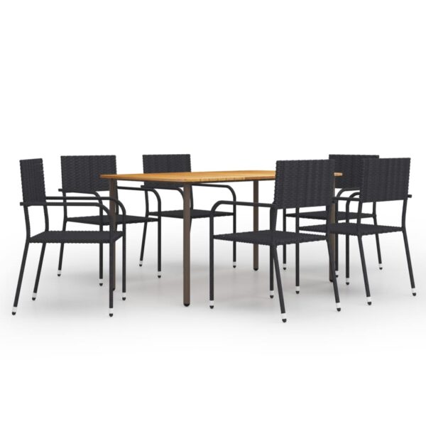 HomeDiscount-7 Piece Garden Dining Set Poly Rattan Black