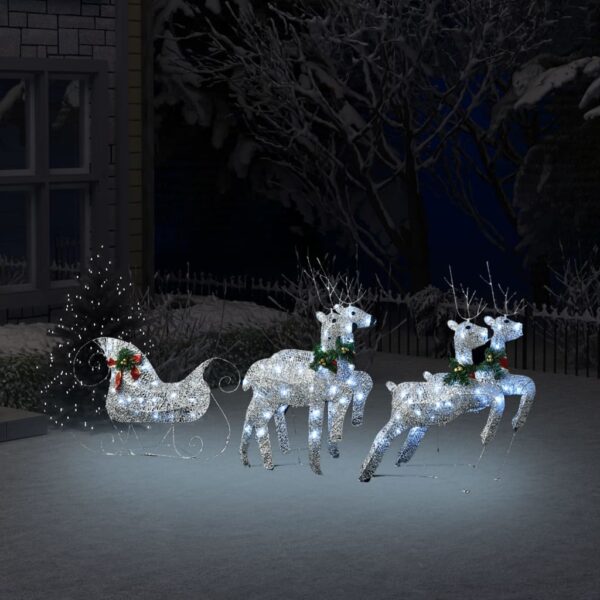 HomeDiscount-Reindeer & Sleigh Christmas Decoration 100 LEDs Outdoor Silver